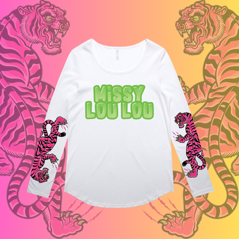 DOUBLE TROUBLE - Long sleeve drop neck tee