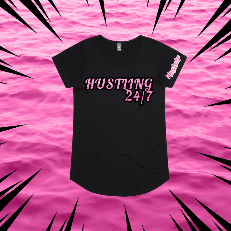 HUSTLING 24/7 - Drop neck tee