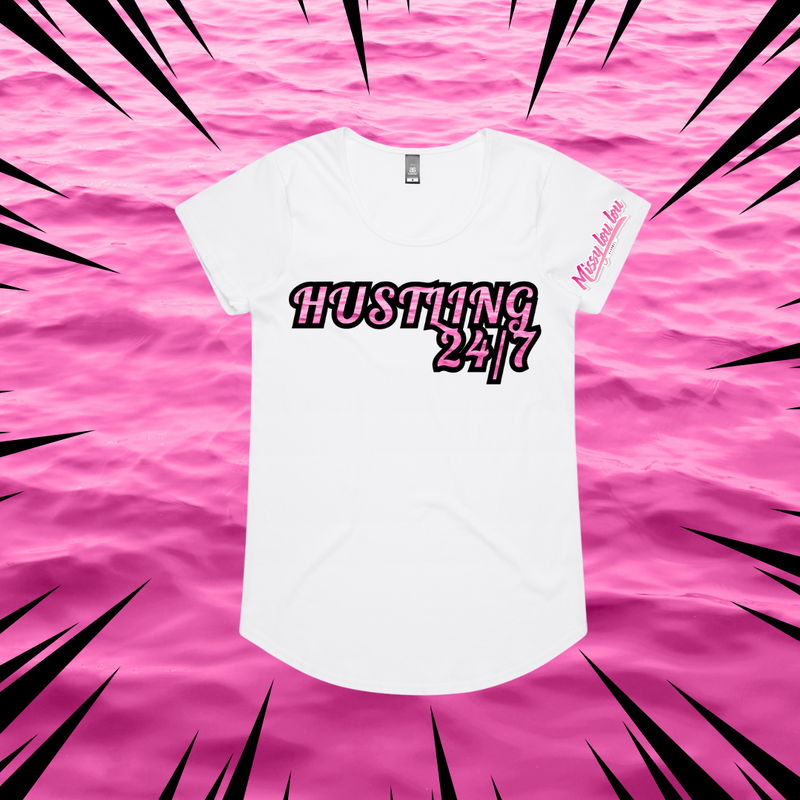 HUSTLING 24/7 - Drop neck tee