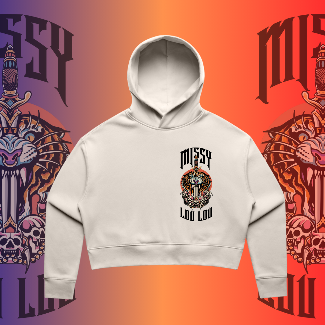 Tiger skull- Oversized Crop Hood