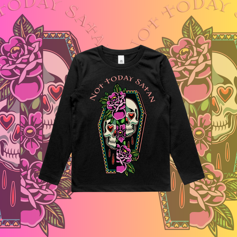 Not Today Satan - Kids Long sleeve Tee