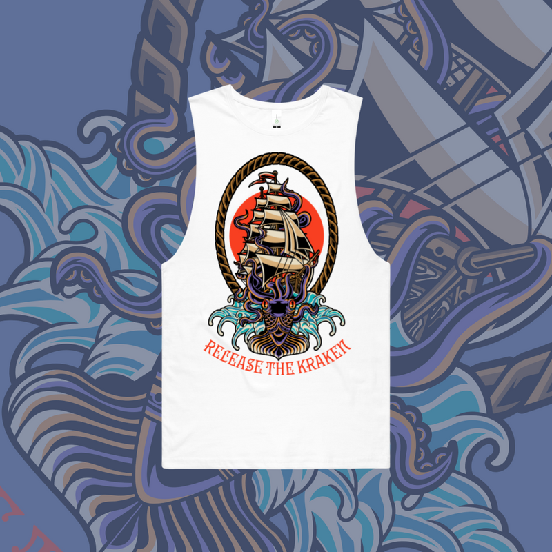 Release the Kraken - Unisex surfer tank - Front design
