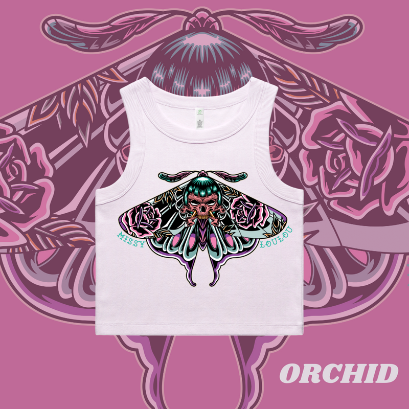 Bad Betty Butterfly - Organic Rib Crop Tank