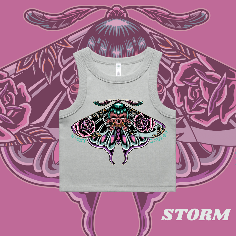 Bad Betty Butterfly - Organic Rib Crop Tank