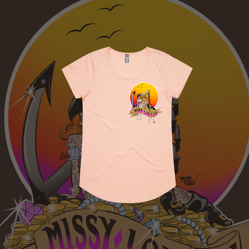 Penny Parley - Drop neck tee, Pink & Baby Blue