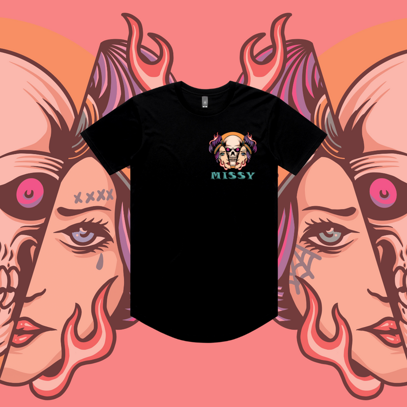 What Lies Beneath- Curved Unisex Tee, Black & White