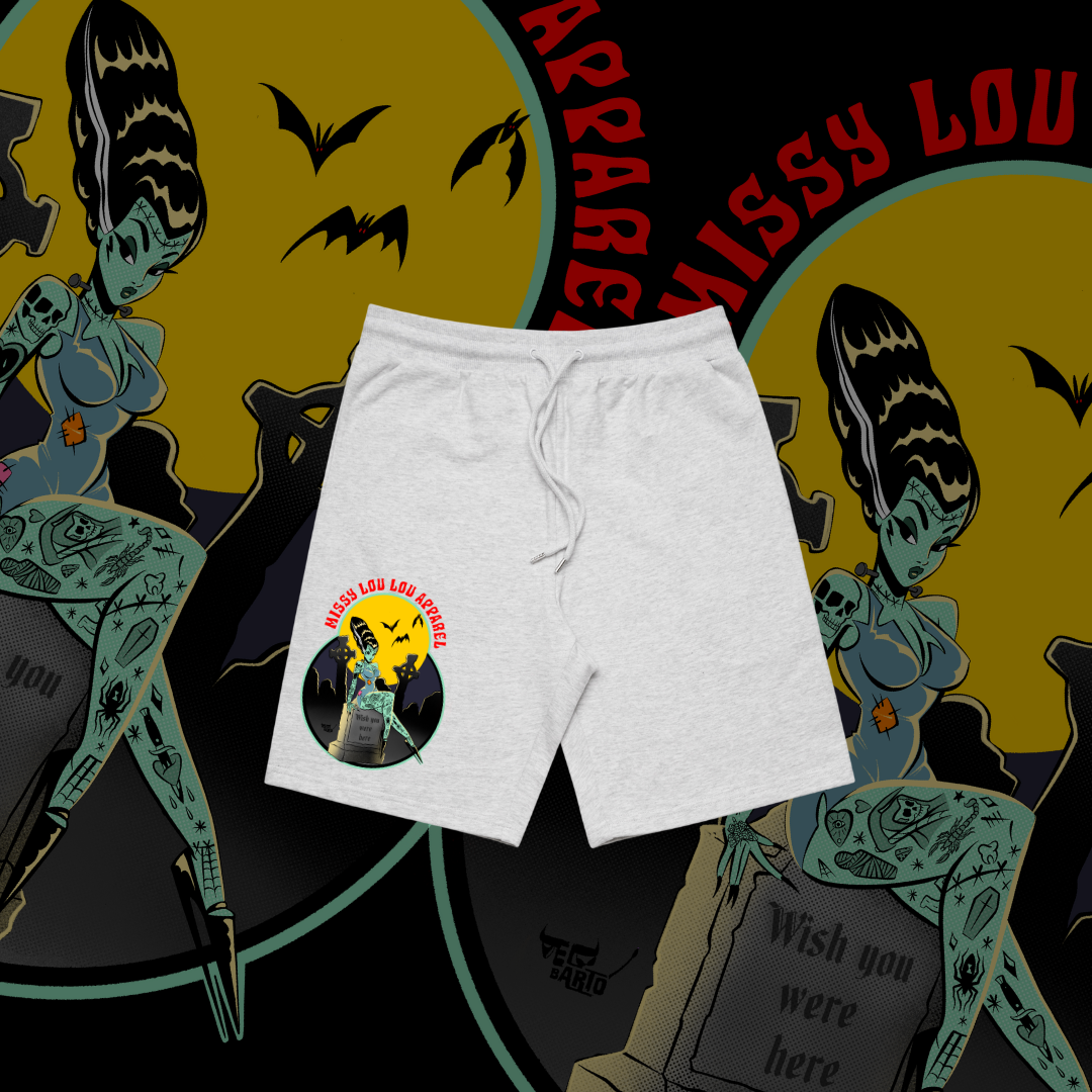 Grave Digger - Premium Unisex shorts,Grey Marle, Pistachio