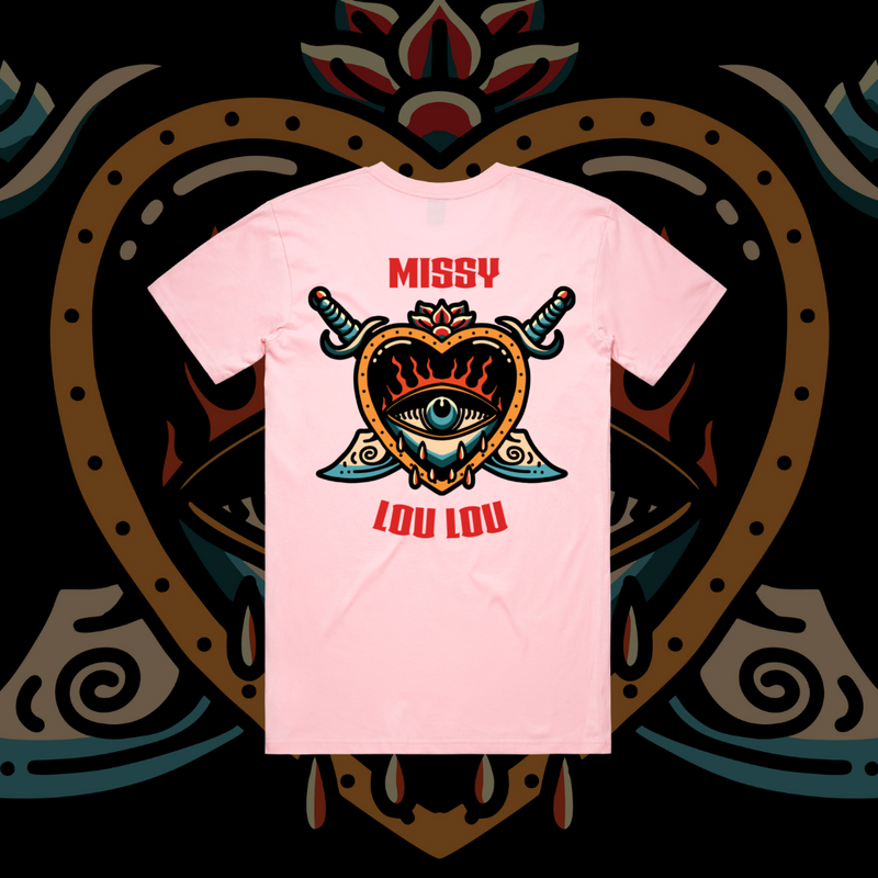 Hearts 'N' Daggers - Unisex Tee, Black & Baby Pink
