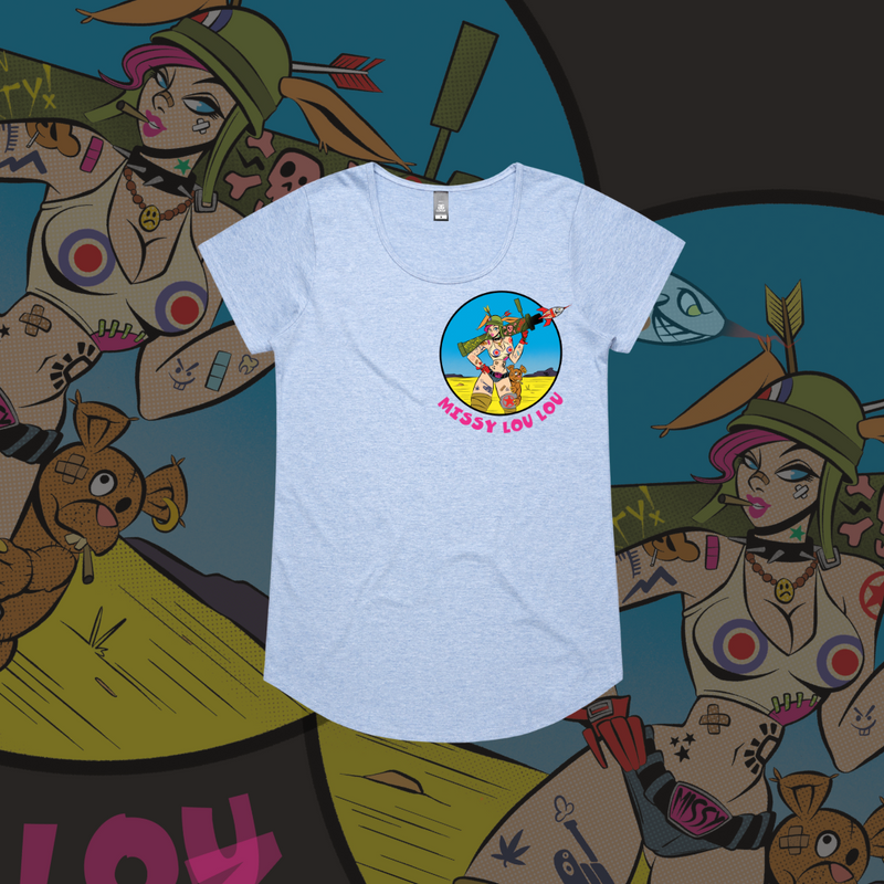 Rudy Rocket - Drop neck tee, Army Green,Pale Pink, Baby Blue.