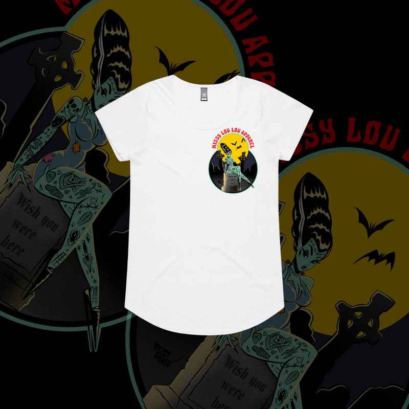 Grave Digger - Drop neck tee, Black & White