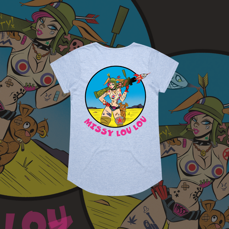 Rudy Rocket - Drop neck tee, Army Green,Pale Pink, Baby Blue.