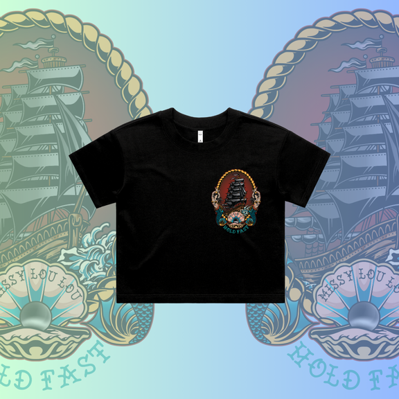 Black Pearl -  Crop Tees, Pocket design
