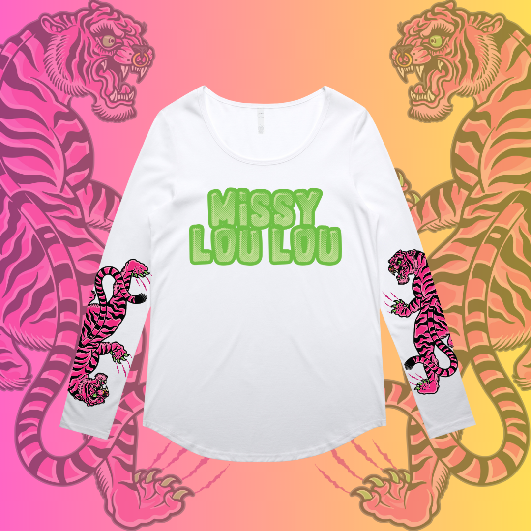DOUBLE TROUBLE  - Long sleeve drop neck tee