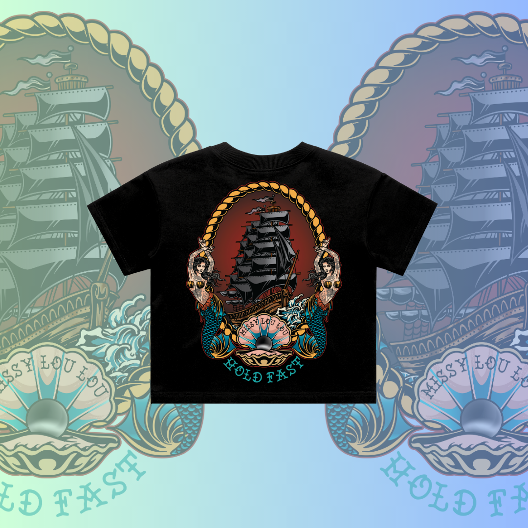 Black Pearl -  Crop Tees, Pocket design