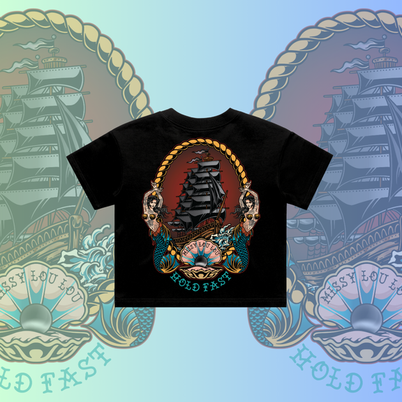 Black Pearl -  Crop Tees, Pocket design