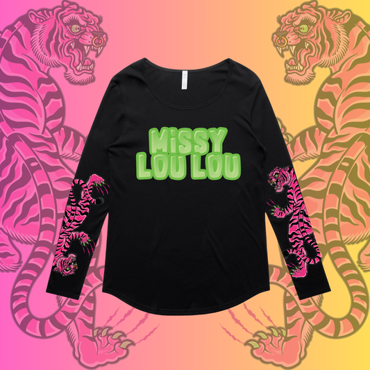 DOUBLE TROUBLE  - Long sleeve drop neck tee