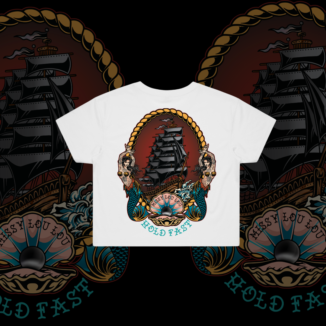 Black Pearl -  Crop Tees, Pocket design
