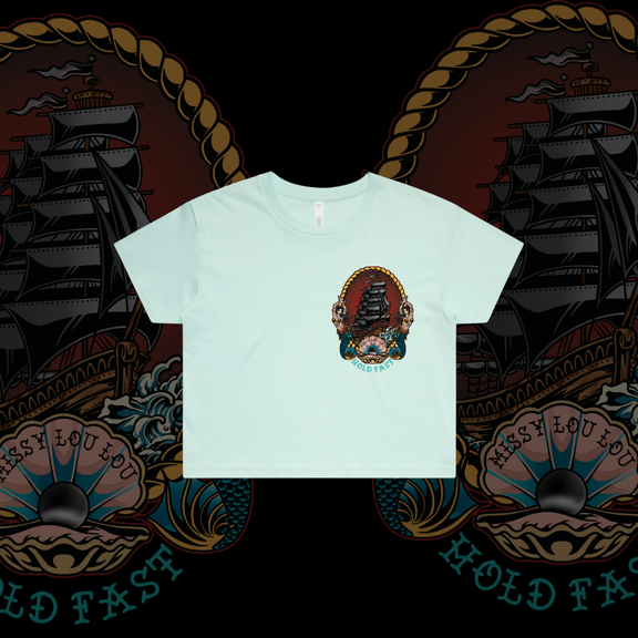Black Pearl -  Crop Tees, Pocket design