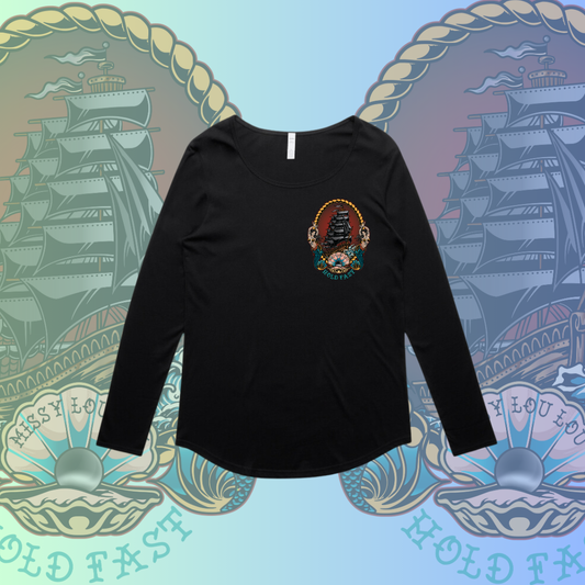 Black Pearl  - Long sleeve drop neck tee