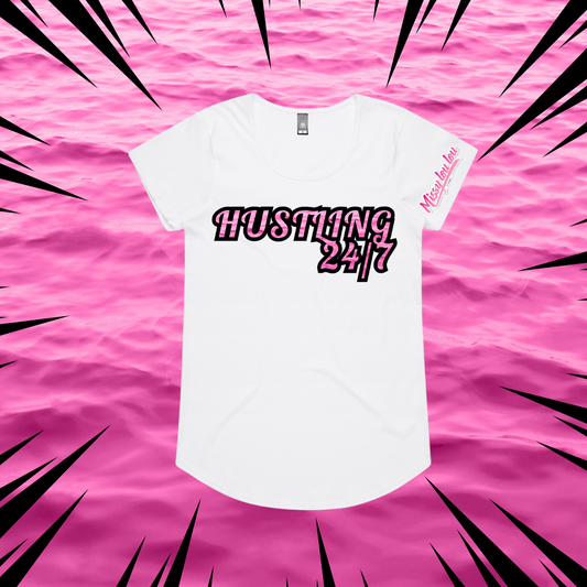 HUSTLING 24/7 - Drop neck tee 
