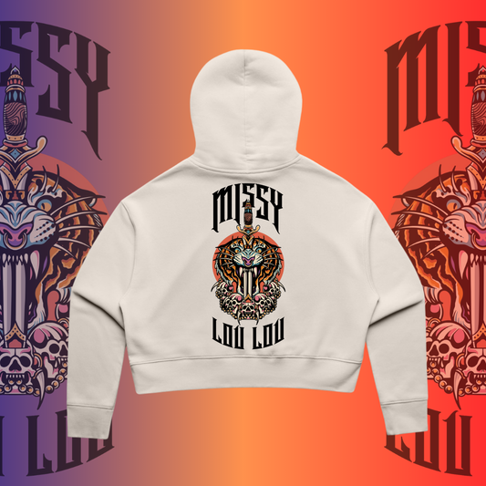 Tiger skull- Oversized Crop Hood 