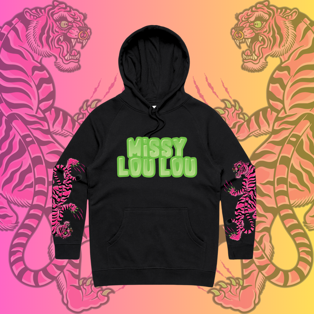 DOUBLE TROUBLE - Unisex, Heavy weight hood, Black