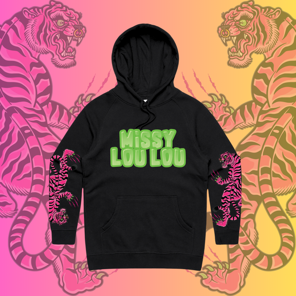 DOUBLE TROUBLE - Unisex, Heavy weight hood, Black