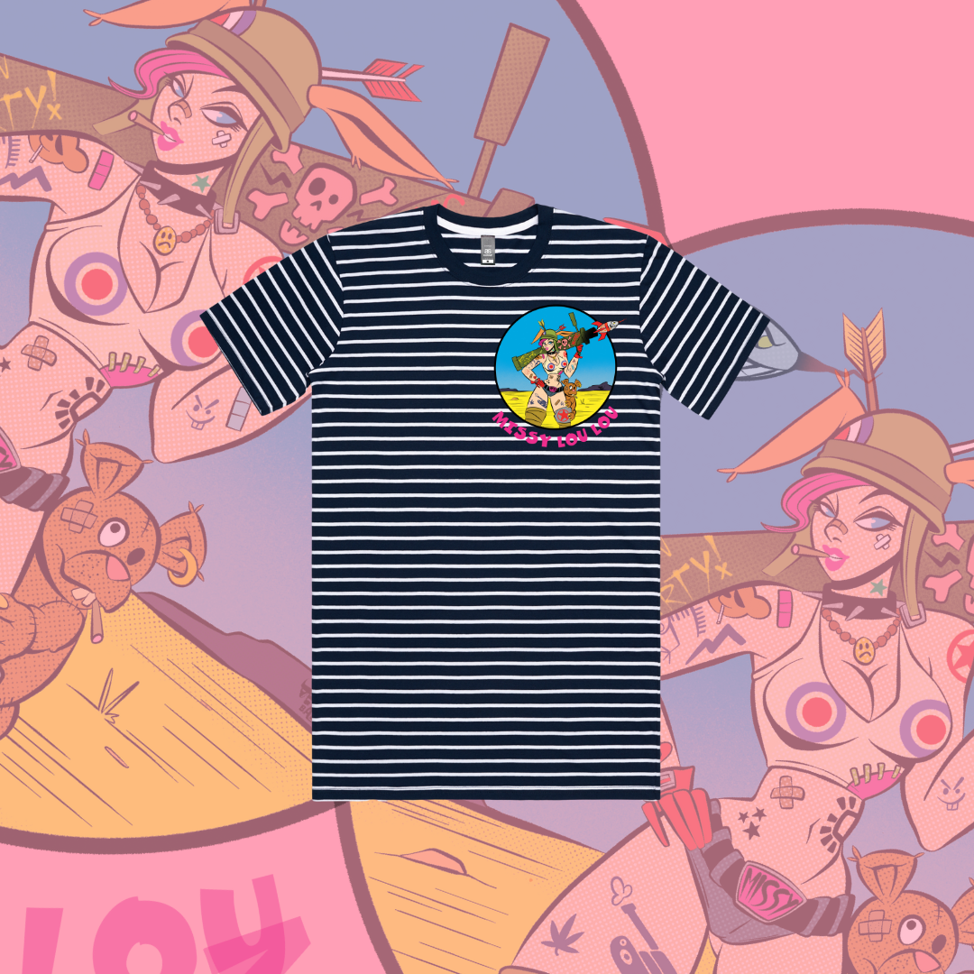 Rudy Rocket - Unisex tee, Navy Stripe
