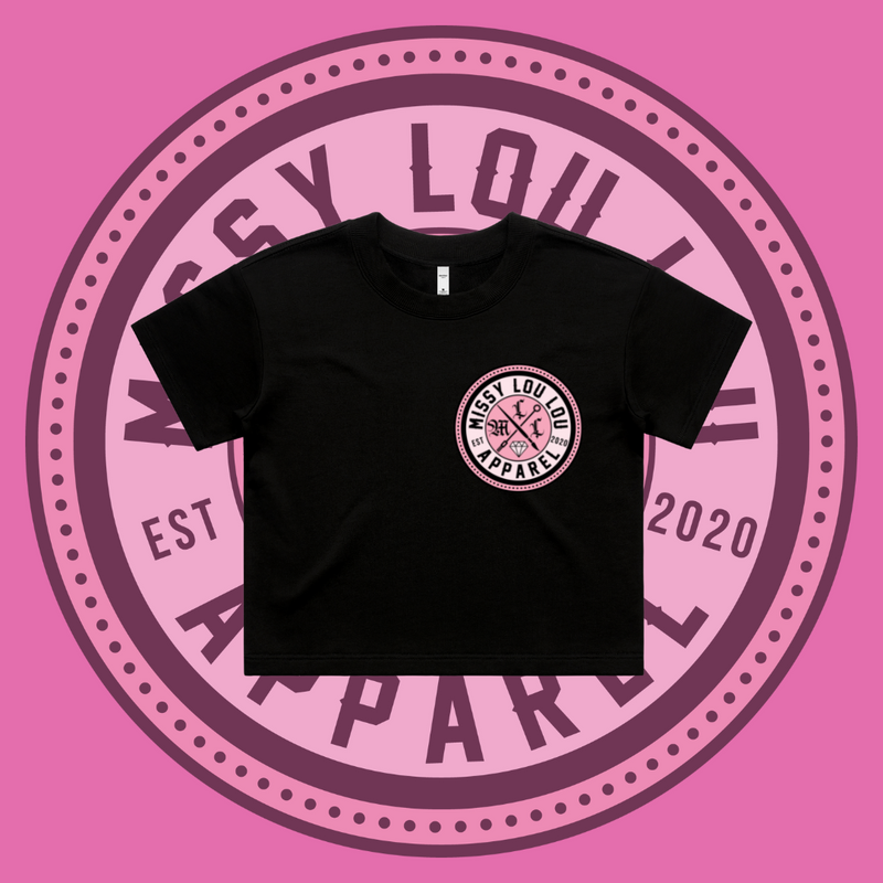 Missy Logo -  Crop Tees, Pocket Design - Pink