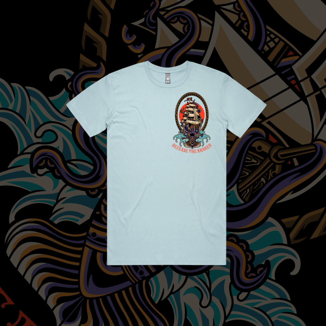 Release the Kraken- Unisex tee's, Baby Blue