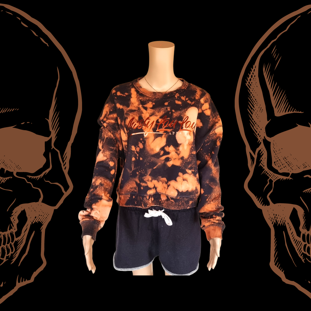 Bleached & Twisted Crop Sweater, Black/ Copper