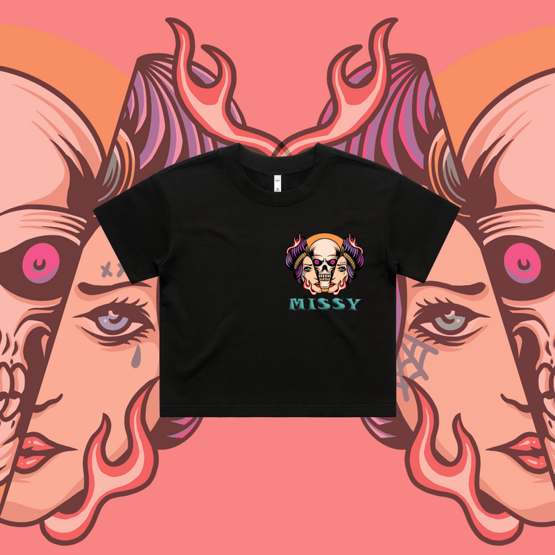 What Lies Beneath-  Crop Tees, Black, Lilac, Pale Pink