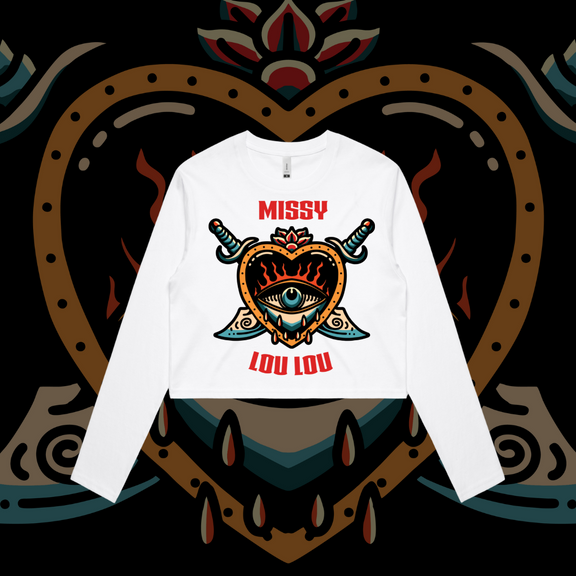 Hearts 'N' Daggers - Crop Long Sleeve, Front Design