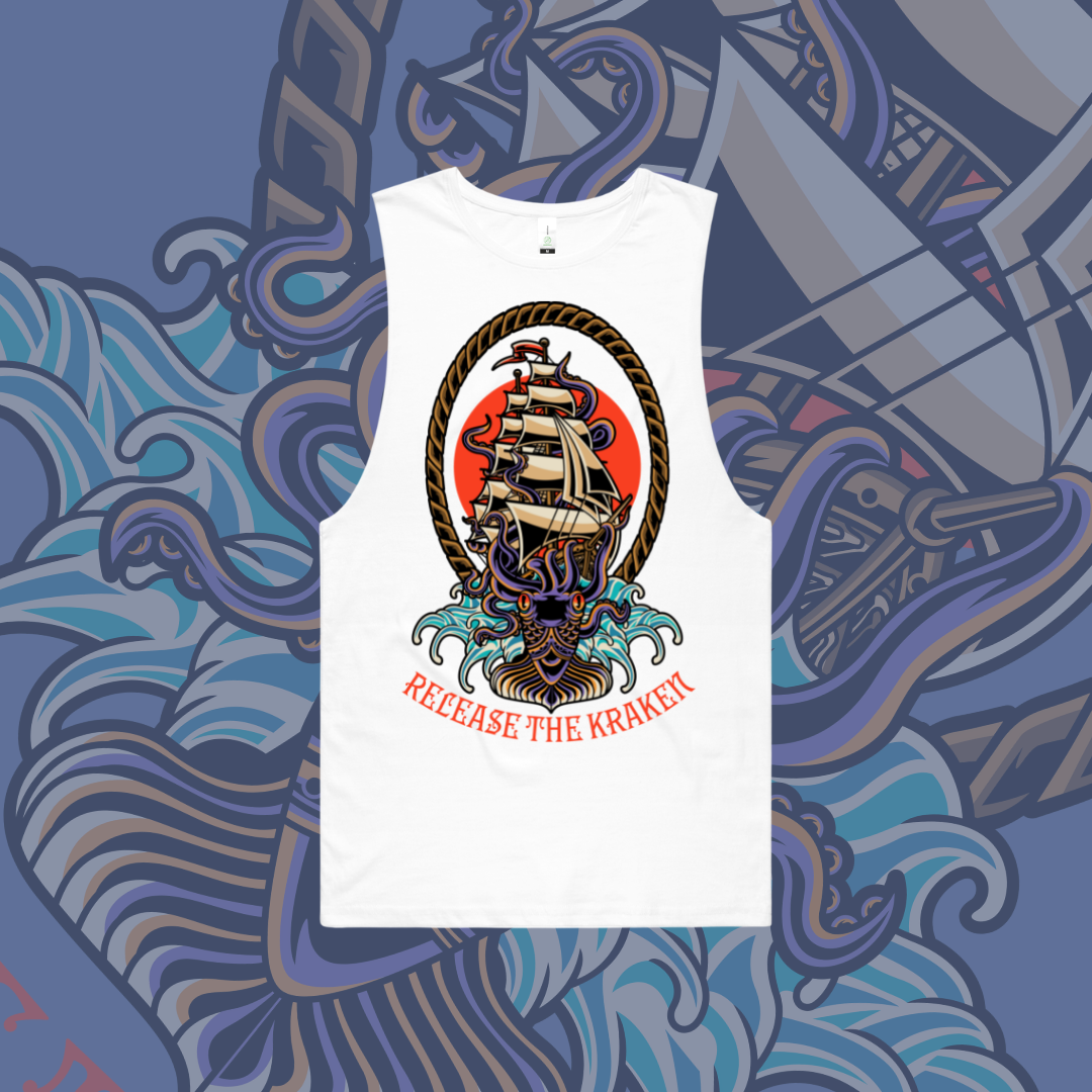 Release the Kraken - Unisex surfer tank - Front design