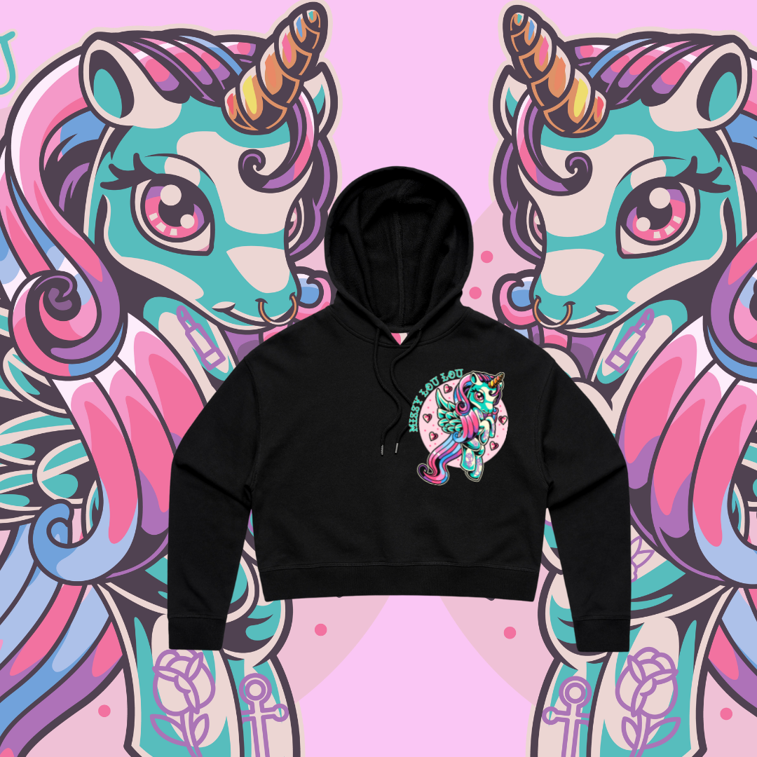 Horny Heather - Crop Hood, Black & Marle Grey