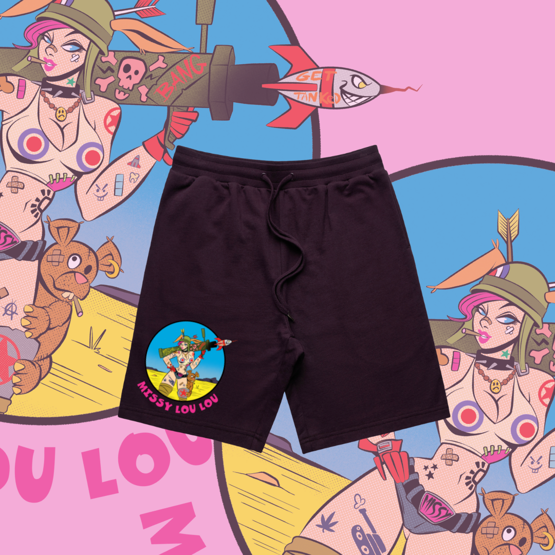 Rudy Rocket - Premium Unisex summer shorts, Plum, Pistachio, Lilac