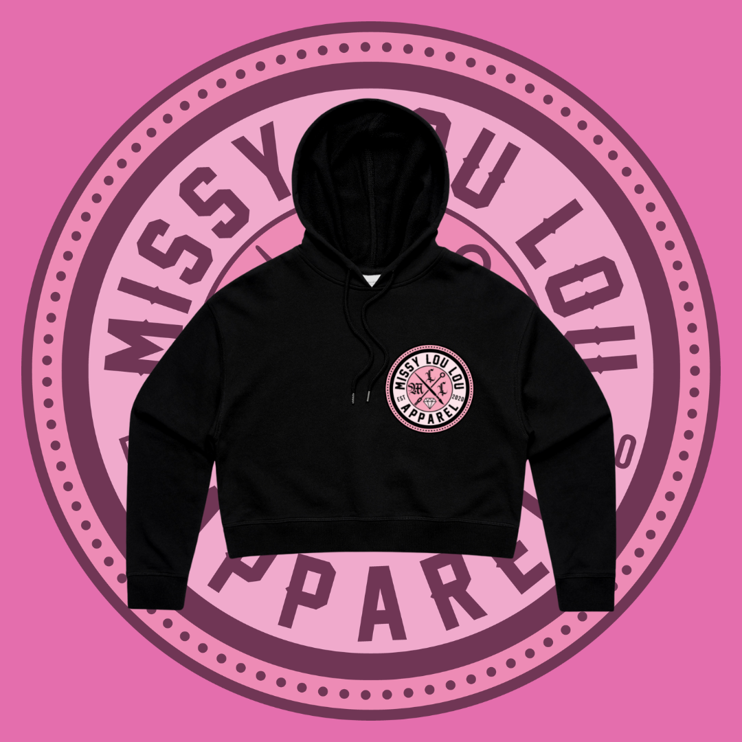 Missy Logo - Crop Hood, Black & Pink