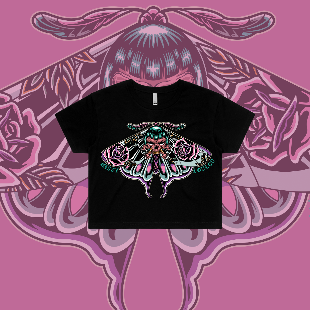 Bad Betty Butterfly -  Crop Tees, Front Design