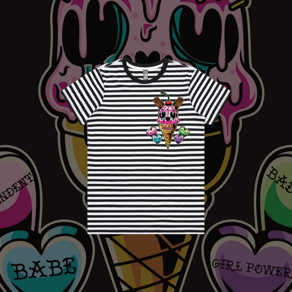 Sweet Tooth- Women's Premium Stripe tee