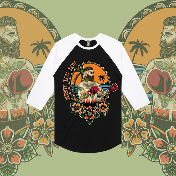 FREDDY FISTICUFFS  - Baseball tee, Front Design