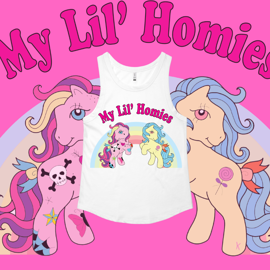 My 'Lil' Homies  - Sunday Singlet, Black & White