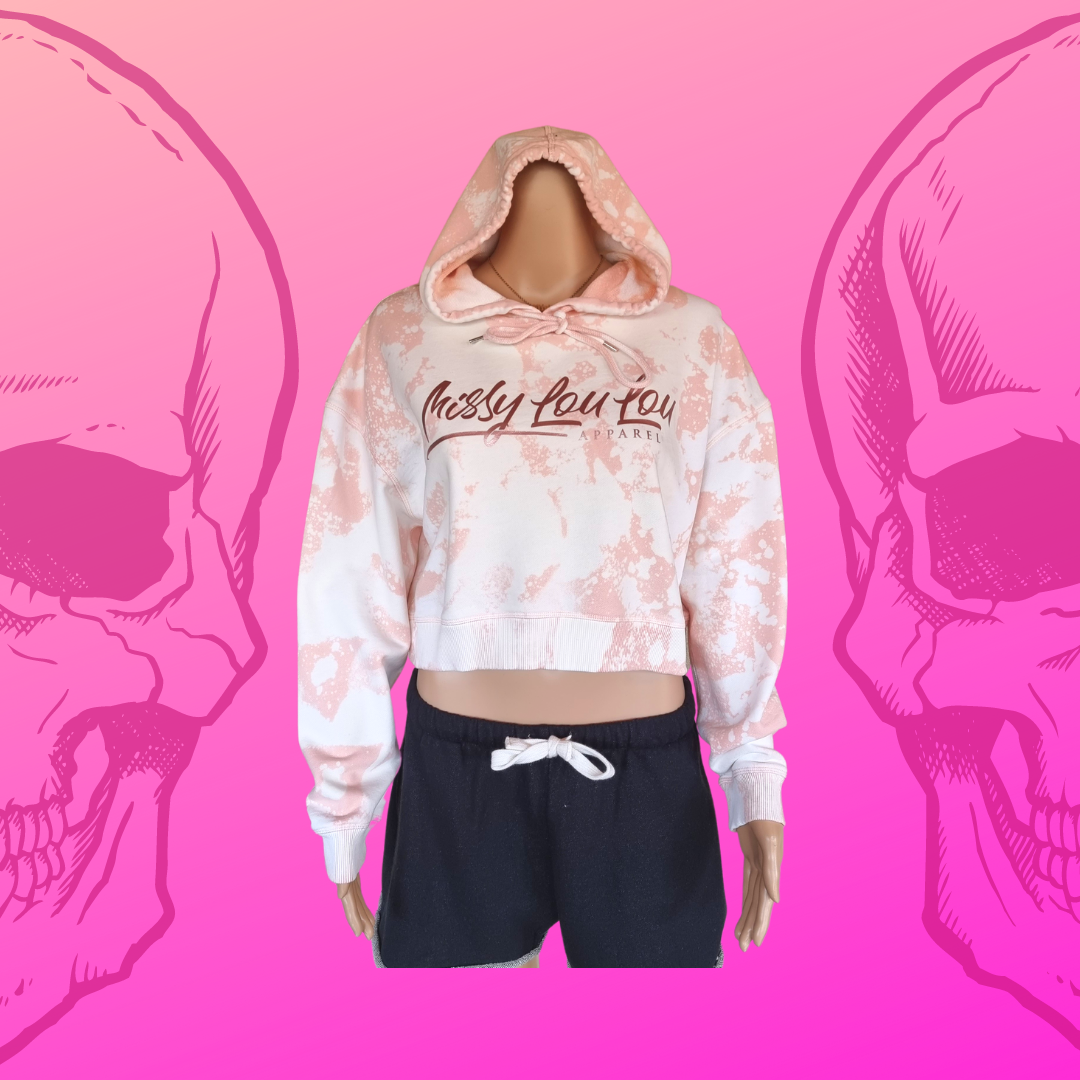 Bleached & Twisted Crop Hood, Baby Pink