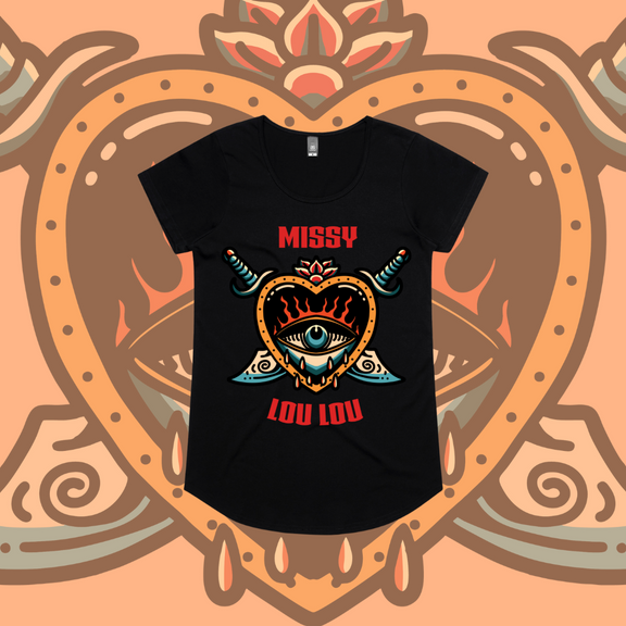 Hearts 'N' Daggers - Drop Neck Tee - Front Design