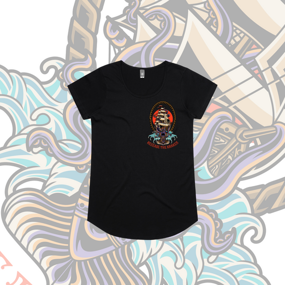 Release the Kraken - Drop neck tee, Black & White
