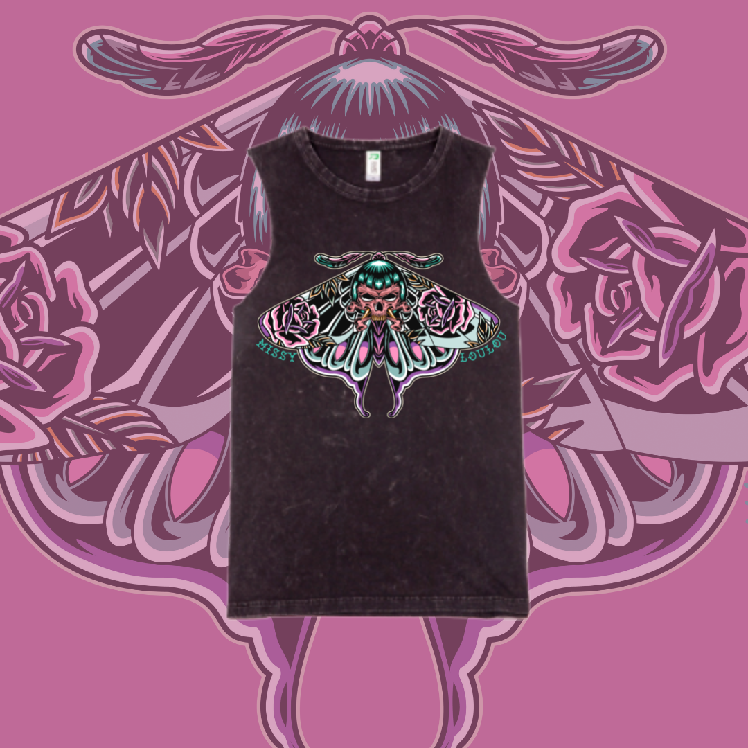 Bad Betty Butterfly - Marble stone tanks, Front Design