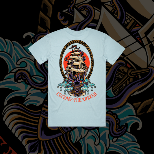 Release the Kraken- Unisex tee's, Baby Blue