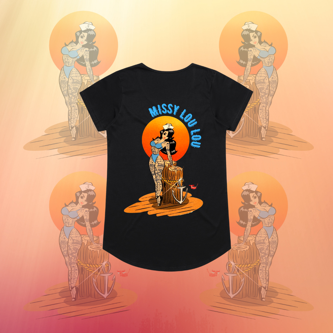 Sailor Sally - Women's drop neck tee, front pocket design