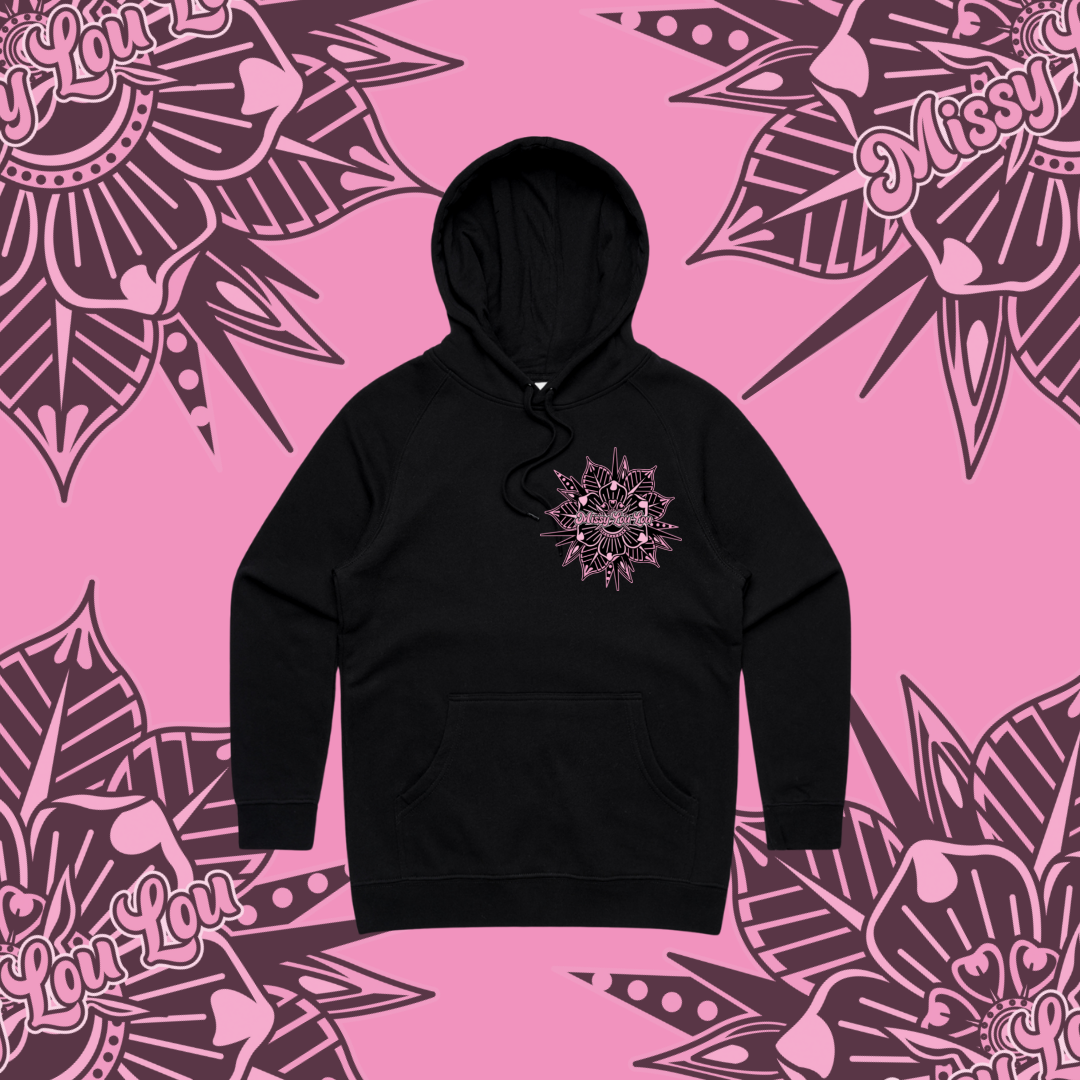 Rosy Posy - Premium hood,Black & Pink