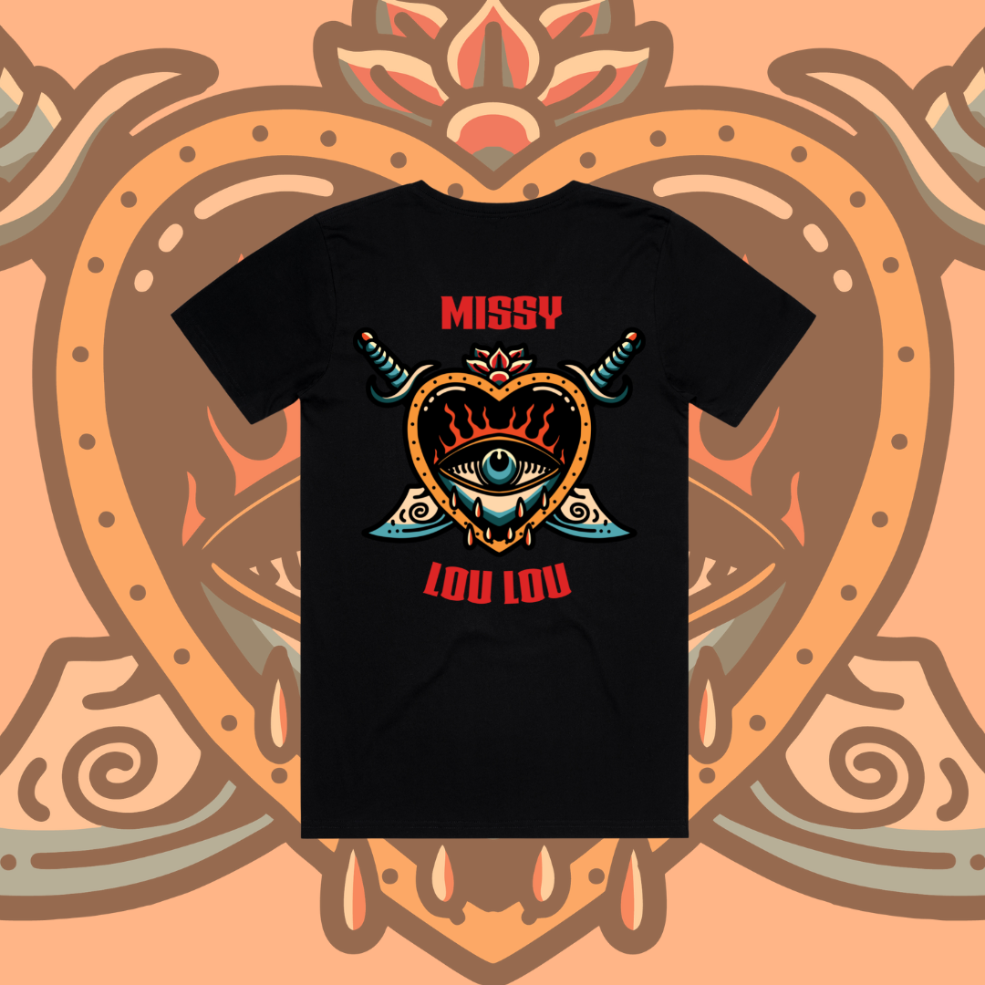 Hearts 'N' Daggers - Unisex Tee, Black & Baby Pink