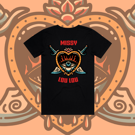 Hearts 'N' Daggers - Unisex Tee, Black & Baby Pink